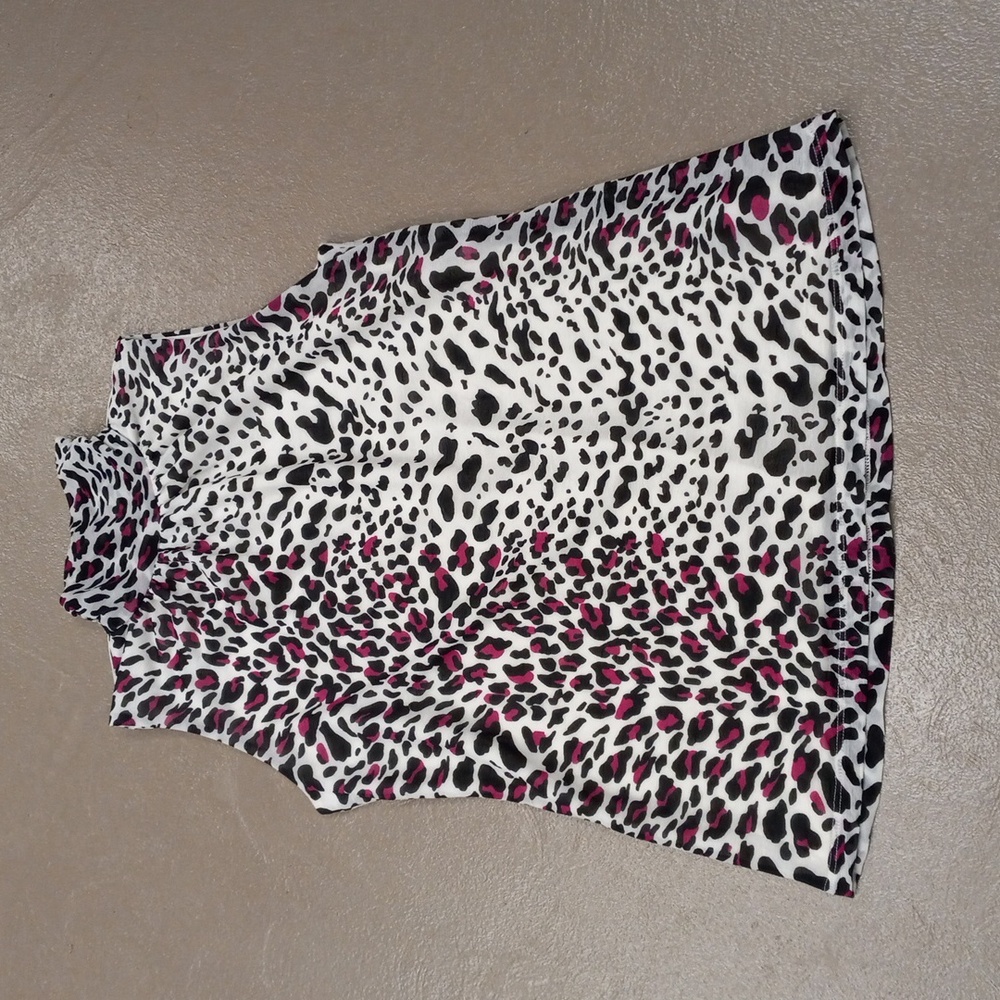 Worthington Pink,White, and Black Animal Print, Sleeveless Blouse
